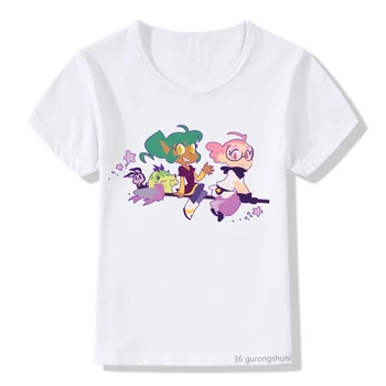 Kawaii Çocuk Giysileri Uzay Kız Anime Desen T-shirt Komik Karikatür Baskı Erkek T Shirt Moda Yeni Erkek Kız Unisex Casual Tops