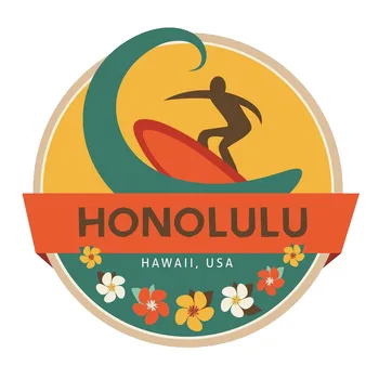 Kişilik ilginç sörf Honolulu Hawaii ABD Bayrağı PVC araba Sticker