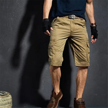 Klasik Rahat Şort erkek Kargo Pantolon İnce Yaz Baggy Çoklu Çanta kısa pantolon Erkek Dipleri