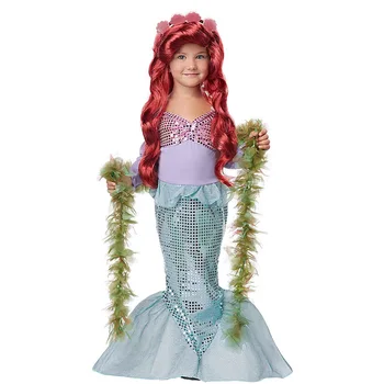 Küçük Denizkızı Prenses Elbiseler Karikatür Cosplay Cadılar Bayramı Polyester Kostüm Partisi
