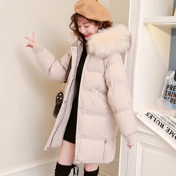 Kış Giysileri Kadın Ceket Kore Tarzı pamuklu ceket Bayan Büyük Kürk Yaka Kapşonlu Parkas Kadın Palto Kadın Ceketler WPY962