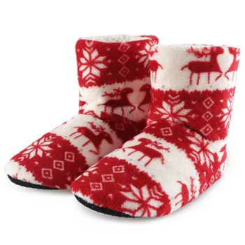 Kış Kadın ev terliği Sıcak ev terlikleri Peluş Flip Flop Noel Pamuk Ev Ayakkabı Zemin Ayakkabı Claquette Fourrure
