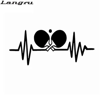 Langru 17.2 CM*7.3 CM Eğlenceli Masa Tenisi Ping Kalp Atışı Vinil Grafik Çıkartmaları Araba Sticker Aksesuarları Jdm