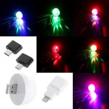 LED Araba USB atmosfer ışığı RGB Mini Renkli Müzik Ses Lambası usb-c Telefon
