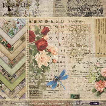 Lychee Ömrü 12 Levhalar Önemsiz Günlüğü Mektup Çiçek Scrapbooking Kağıt Pedleri 6 