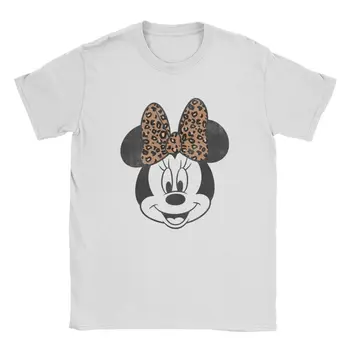 Minnie Mouse Leopar Disney erkek t-shirtü Komik %100 % Pamuk Tees Crewneck Kısa Kollu T Gömlek Parti Giyim