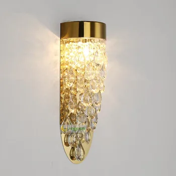 Modern Paslanmaz Çelik duvar Aplik Lüks Kristal Duvar Lambası Oturma Odası için altın yemek Lambası Başucu lambası Merdiven Duvar ışıkları