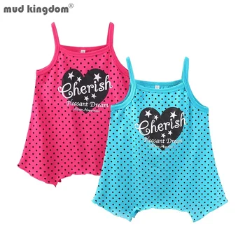 Mudkingdom 2-pack Polka Dot Kız Tankı Üstleri Spagetti Kayışı Kalp Desen Kız Kolsuz tişört Pamuk Çocuklar yaz giysileri