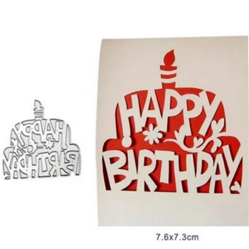 Mutlu Doğum Günü Pastası Mum Metal Kesme Ölür Scrapbooking Craft Pullar Cutdie Kabartma Kart Yapmak Stencil