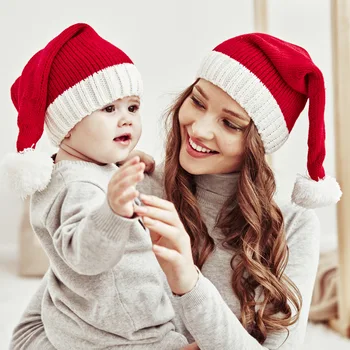 Noel Örme Şapka Sevimli Pom-Pom Yetişkin Çocuklar Yumuşak Bere Santa Şapka Yeni Yıl Partisi Çocuklar Hediye Navidad Noel noel dekorasyonları 2022
