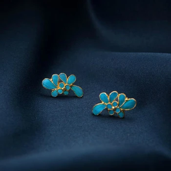 Orijinal tasarım Çin klasik saray tarzı bitki Küpe benzersiz damla tutkal emaye porselen zanaat azınlık kadın mücevheratı