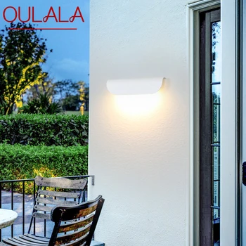 OULALA Modern duvar lambaları basit beyaz tarzı LED IP65 su geçirmez açık ve kapalı balkon merdiven için ışık yanında