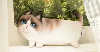 Oyuncak kedi karikatür kalem çantası Güzel kedi baskı kozmetik saklama çantası öğrenciler için Kedi şekli değişim çanta