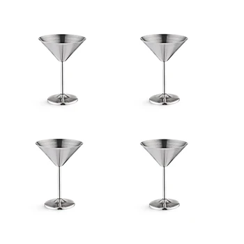 Paslanmaz Çelik Martini bardak takımı 4, 8 Oz Metal kokteyl bardakları, Kırılmaz, Dayanıklı, Ayna Cilalı Finish