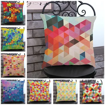 Renk mozaik Yastık Moda Geometrileri Gökkuşağı Checkes Dekoratif Yastık Kapakları Sonsuz Kristal Üçgen Yastık Kapakları