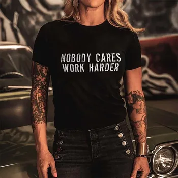Rheaclot Kimse Umurunda Daha Fazla Çalışmak Baskı kadın O-Boyun Retro Vintage pamuklu tişört