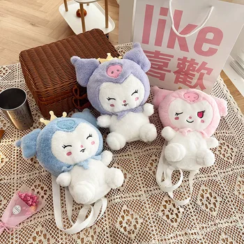 Sanrio Kuromi Benim Melody Hello Kitty Sevimli Zarif Karikatür pelüş çanta Kız Kalp Bebek Çocuk Sırt Çantası Hediye askılı çanta Çift