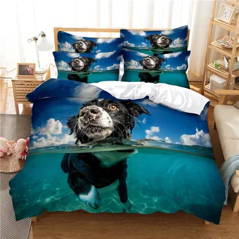 Sevimli Köpek nevresim takımı Yorgan yatak örtüsü seti 3d Yatak Dijital Baskı çarşaf Kraliçe nevresim takımı Moda Tasarımı