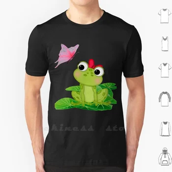 Sevimli Kız Kurbağa 2 T Shirt Pamuk DIY Baskı Kız Kurbağa Sevimli Vektör Çocuk Çocukluk Karikatür Mutlu Çocuk Aşk Hayvan Sevinç