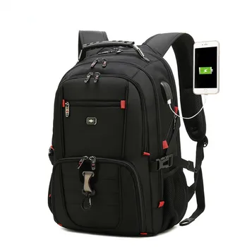 Seyahat çantası iş Anti hırsızlık sırt çantası erkek Mochila USB şarj 15.6 17 inç Laptop su geçirmez erkek İsviçre s