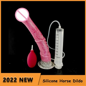 Silikon At Yapay Penis Erkekler Kadınlar İçin Çok Renkli Vantuz İle Sprey Sıvı Oyuncak Penis Anal Yetişkin Oyuncaklar Seks Oyuncakları Adam İçin 18+