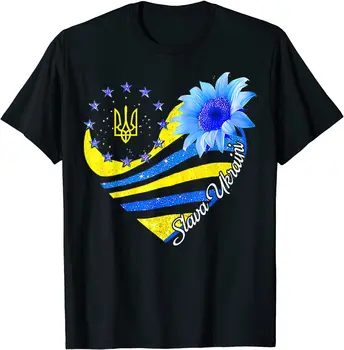 Slava Ukraini Ayçiçeği Ukrayna Bayrağı Erkekler kısa kollu t-shirt Rahat %100 % Pamuk O-Boyun Yaz Tees