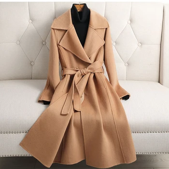 Sonbahar Yün Ceket Kadın 2021 Bahar Rahat Çift Taraflı Kaşmir Ceketler Kadın Vintage Gevşek sıcak tutan kaban Casaco Feminino Dış Giyim