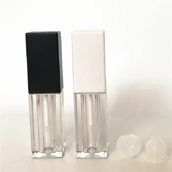 Stok 5 ML Boş dudak parlatıcı kapları Siyah Beyaz Kozmetik Konteyner Dudak Parlatıcısı Ambalaj Özel Logo 200 adet / grup