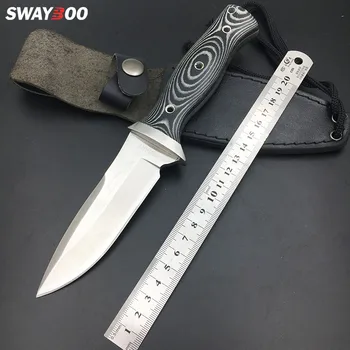 Swayboo AUS-8A Çelik Keskin av bıçağı Mikta Kolu Taktik Düz Bıçak Sabit Bıçak Bıçak Kılıf İle