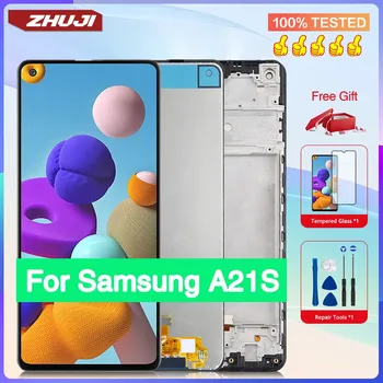 Süper LCD Ekran Samsung Galaxy A21S LCD Ekran Dokunmatik Ekran Onarım Hediye Digitizer Meclisi Değiştirme A217 A217F