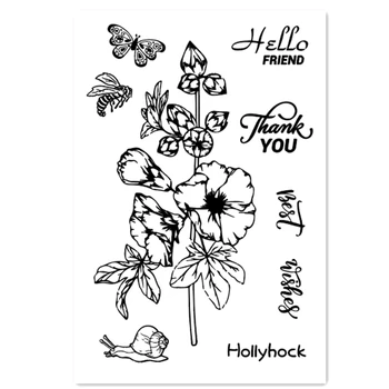 Sıcak satış Hollyhock Şeffaf Temizle Pullar / Silikon Mühürler Silindir Damga DIY scrapbooking fotoğraf albümü / Kart Yapımı