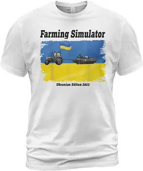 Tarım Simülatörü Ukrayna Baskı 2022 Erkekler TShirt Komik Ukraynalı Çiftçi Çaldı Tankı kısa kollu t-shirt Casual Pamuk Tees
