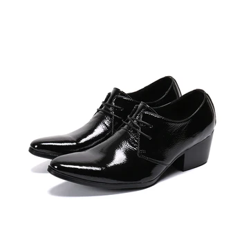 Tasarım ayakkabı siyah gerçek deri dekor yüksek topuklu vestido italyan elbise düğün parti flats ayakkabı erkekler sivri burun oxfords 2020