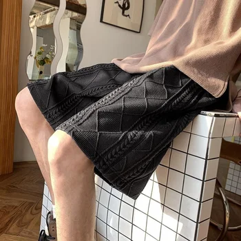 Tasarımcı Marka erkek Örme Şort Gevşek Moda Yaz Büyük Boy Kore Rahat Kısa Pantolon Elastik Bel Pantolon Dipleri
