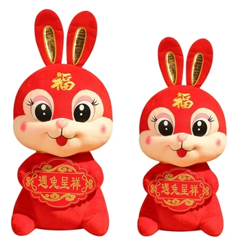 Tavşan Yıl Maskot Bebek Dolması hayvan peluş oyuncak Çin Yeni Yıl noel dekoru DropShipping
