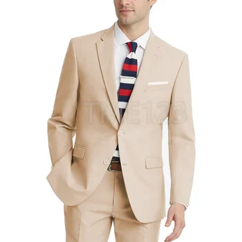 Terzi Şampanya Erkek Takım Elbise Özel Düğün Smokin Damat Giyim Parti Balo En İyi Erkek Blazer Takım Elbise (Ceket + Pantolon)
