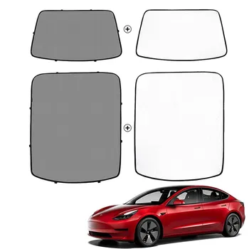 Tesla Modeli 3 Cam Çatı Güneşlik Araba Çatı Penceresi Gölgeleme yeni stil siyah net model3 2021 Otomotiv iç gölgelik