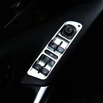 Volkswagen Tiguan 2012 için 2013 2014 2015 Mat Krom İç Kapı Kol Dayama Trim Pencere Kaldırıcı Düğmesi Anahtarı Kapağı Çerçeve