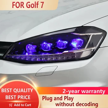 VW Golf 7 için Far 2014-2018 Golf7 Tüm LED Farlar DRL Kafa Lambası Projektör Lens Düşük Yüksek Işın Aksesuarları