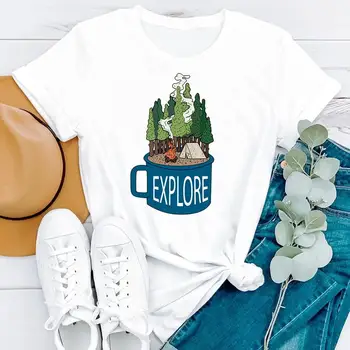 Yaz Yeni Stil Camper Macera Seyahat Karikatür Kısa Kollu Kadın Moda Giyim baskı t-shirt dişi t parça Üst Grafik T-shirt