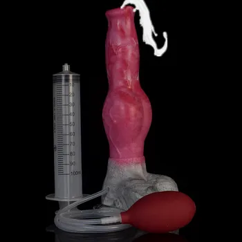 Yeni Büyük Düğüm Boşalma Köpek Yapay Penis Silikon Penis Anal Seks Oyuncakları Femen Enayi İle Orgazm Sprey Fışkırtma Seks Shop Kadınlar İçin