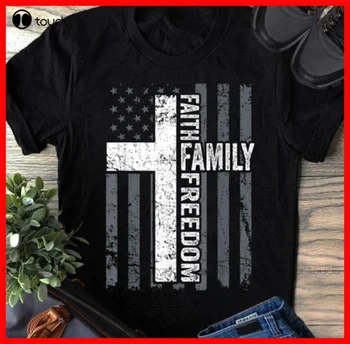 Yeni İnanç Aile ve Özgürlük Vatansever Hıristiyan Abd Çapraz Bayrak T-Shirt S-6Xl Büyük Kardeş Gömlek Pamuk Tee Xs-5Xl Unisex Tshirt