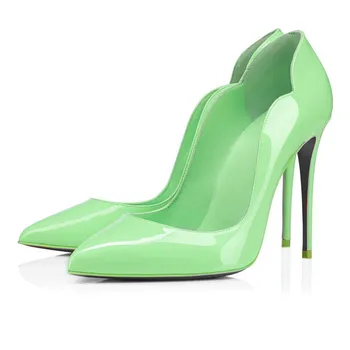 Yeni Kadın Seksi Yüksek Topuklu Rugan Pompaları 12 cm Stiletto ayakkabılar Sivri Burun Ince Topuklu Parti Düğün Ayakkabı Boyutu 34-43
