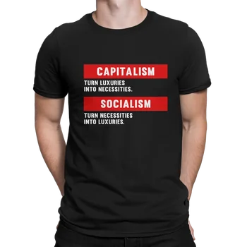 Yeni Kapitalizm Ve Sosyalizm Çözünürlüklü Anti-Sosyalizm Siyasi Komik siyah tişört Tee Gömlek