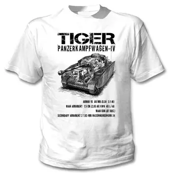 Yeni Varış Erkek Moda Kaplan Panzer Iv İkıncı Dünya Savaşı Tankı Dünya Savaşı Iı-Yeni Beyaz Pamuklu Tişört Tee Gömlek