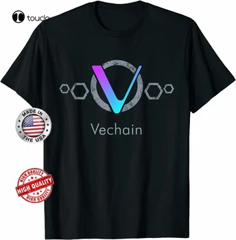 Yeni Vechaın T-Shirt Siyah S-5XL Blockchain Veteriner Kripto Jetonu Cryptocurrency Sikke Tee Pamuk Tee Gömlek Unisex