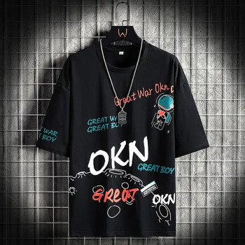 Yeni Yaz Hip Hop Erkekler kısa kollu tişört Mektup Baskı T Shirt Erkekler İçin Üstleri Öğrenci Koca Sokak Marka Giyim Tee gömlek