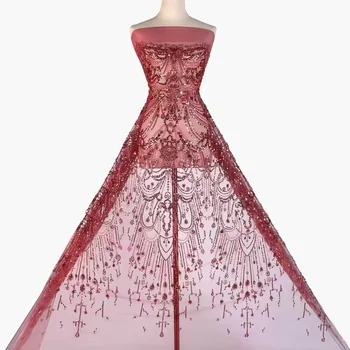 Yeni Zarif Boncuk Tüp Kabarcıklar Renkli Pullu Dantel Örgü, Fransız Vintage Yüksek Moda Gece Elbisesi düğün elbisesi