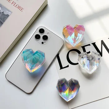Yükseltilmiş Kore 3D Lazer Geometrik Kalp Cep Telefonu Tutucu Destek iPhone Xiaomi için Katlanır Cep Telefonu Standı