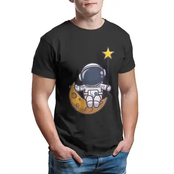 Yıldız Astronot Kask İle Uzay T Shirt Anime Giyim Büyük Boy Grafik TShirt Kısa Kollu Erkekler İçin Harajuku Streetwear
